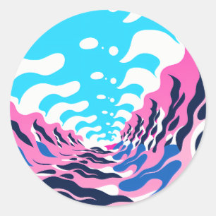 Abstract Dream Wave – Vibrant Surreal Flow Classic Round Sticker