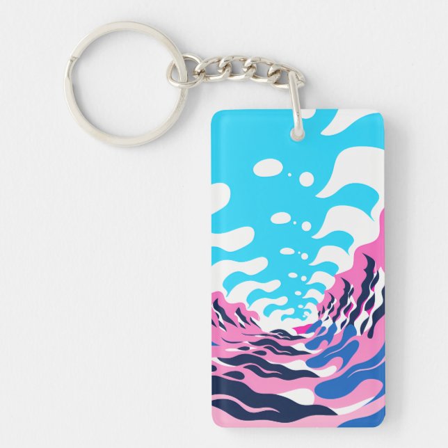 Abstract Dream Wave – Vibrant Surreal Flow Keychain (Front)