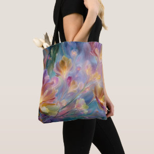 Abstract dreamy floral garden tote bag