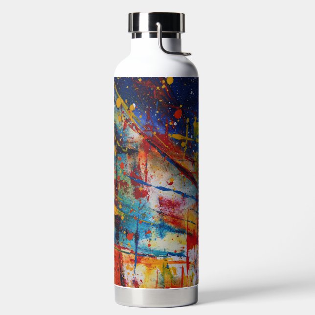 Abstract Drip Paint  Water Bottle (Left)