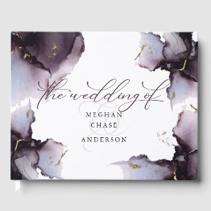 Abstract Dusty Heather Amethyst Geode Guest Book