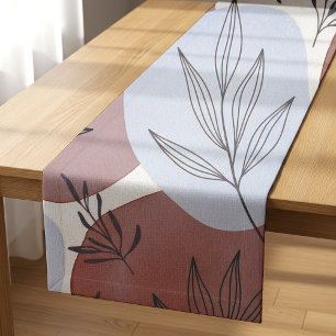 Abstract Dusty Rose and Sage Green Botanical Patte Short Table Runner