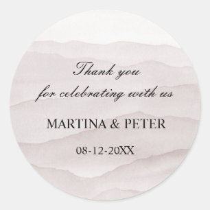Abstract dusty rose wedding favours thank you  classic round sticker