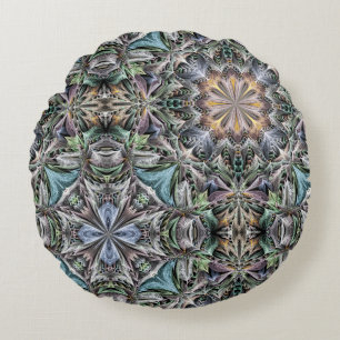 Abstract Dusty Succulent Garden Rosette Pattern Round Pillow
