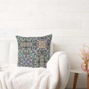 Abstract Dusty Succulent Garden Rosette Pattern Throw Pillow