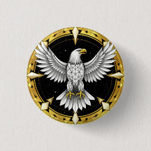 Abstract Eagle Spreading Wings 1 Inch Round Button
