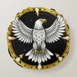 Abstract Eagle Spreading Wings Round Pillow