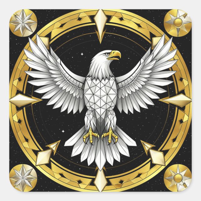 Abstract Eagle Spreading Wings Square Sticker (Front)