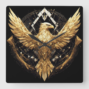 Abstract Eagle Spreading Wings Square Wall Clock