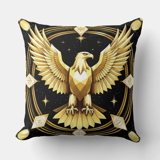 Abstract Eagle Spreading Wings Throw Pillow (Front)
