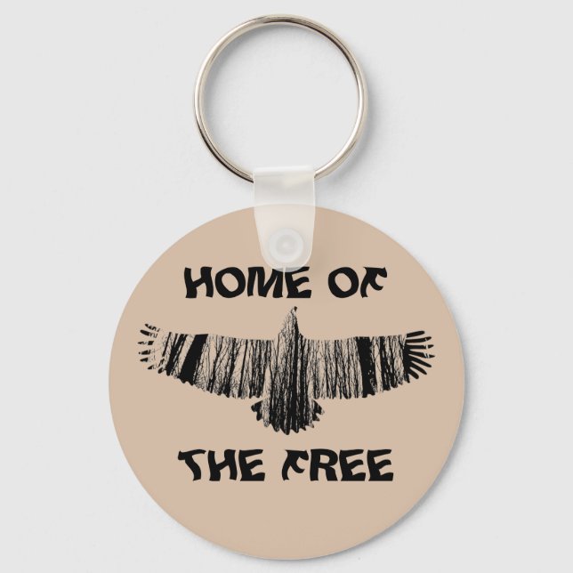Abstract Eagle Tree Silhouettes Home Of The Free   Keychain (Front)