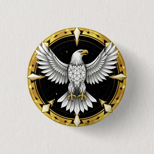 🦅Abstract Eagle Wings Geometric Freedom 1 Inch Round Button (Front)