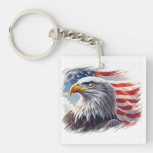 Abstract Eagle with Flag – Artistic USA Design Keychain