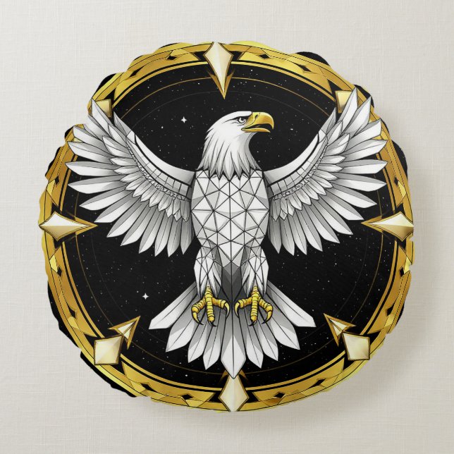 Abstract Eagle with Spreading Wings Modern Elegant Round Pillow (Front)
