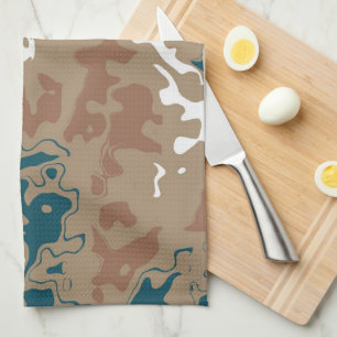 Abstract Earth Camouflage Brown Kitchen Towel