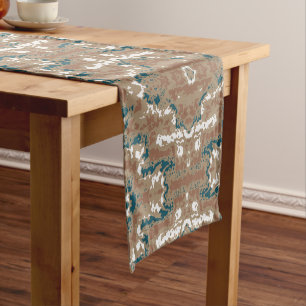 Abstract Earth Camouflage Brown Short Table Runner