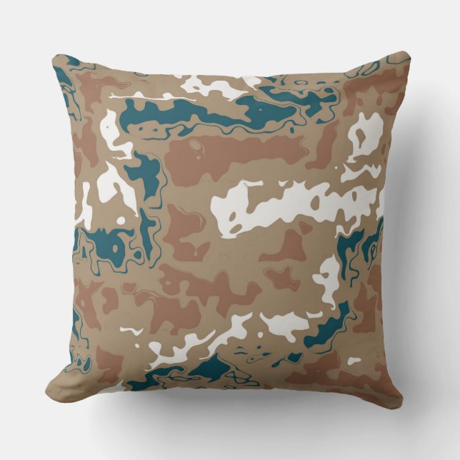 Abstract Earth Camouflage Brown Throw Pillow (Front)