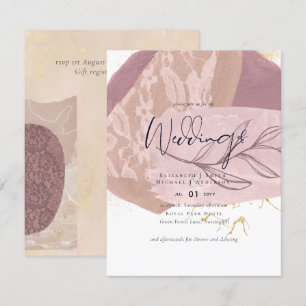 Abstract Earth Gold Wedding Low Cost Budget Invite