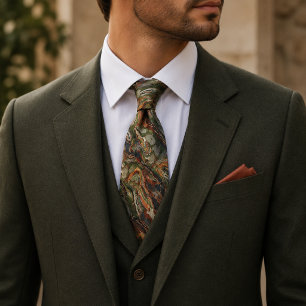 Abstract Earth Tone Camouflage Pattern Tie