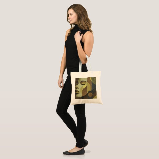 Abstract Earth-Tone Face Tote Bag (Devant (modèle))