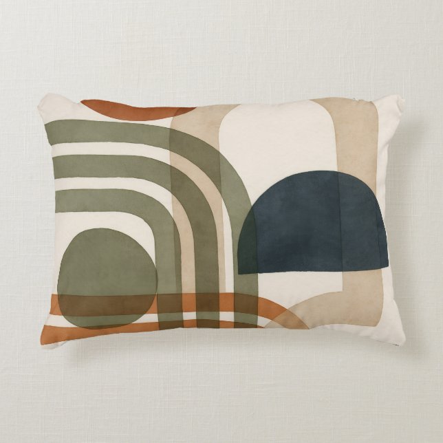 Abstract Earth Tone Geometric Shapes Accent Pillow (Front)