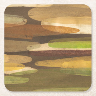 Abstract Earth Tone Landscape Square Paper Coaster