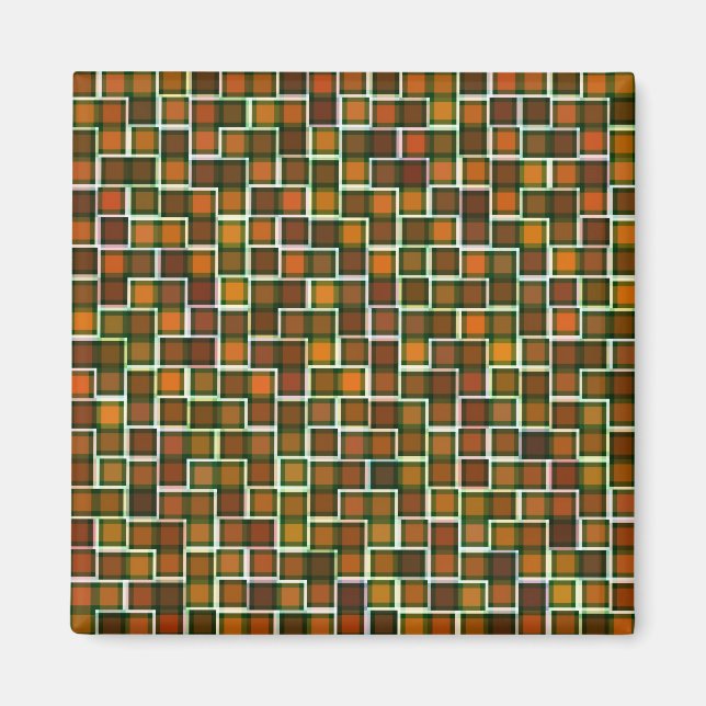 Abstract Earth Tone Mosaic Squares Pattern Magnet (Front)