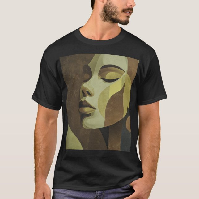 Abstract Earth-Tone Portrait T-Shirt (Devant)