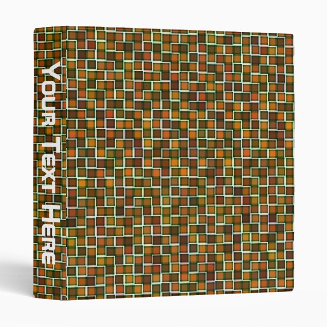 Abstract Earth Tone Squares Pattern Binder (Front/Spine)
