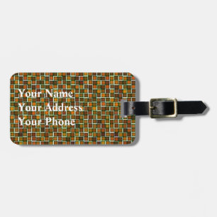 Abstract Earth Tone Squares Pattern Luggage Tag