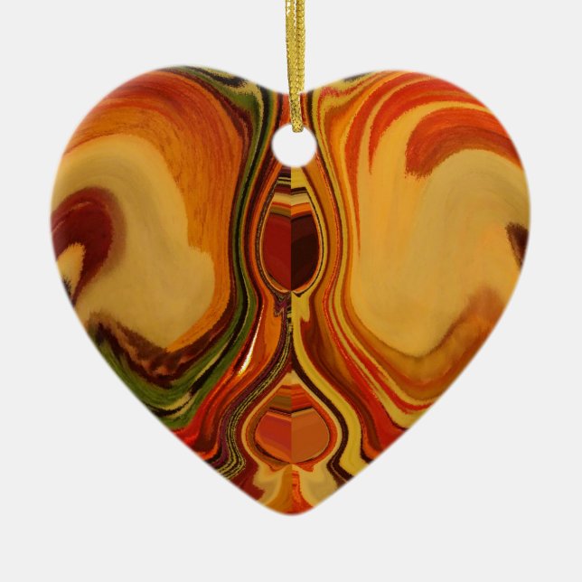 Abstract Earth Tone Swirl Art Print Ceramic Ornament (Front)