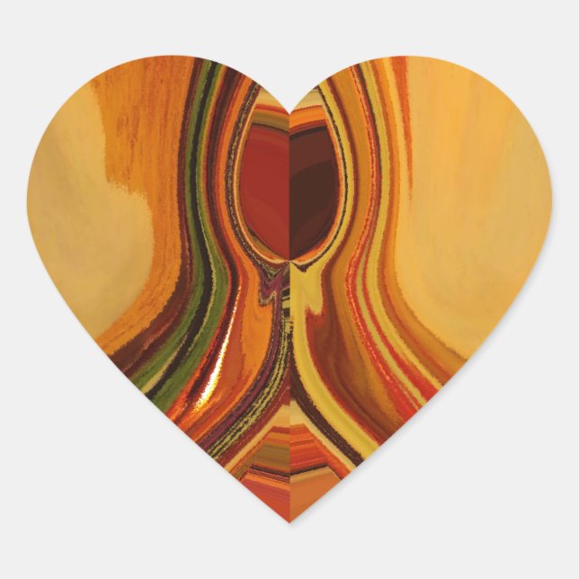 Abstract Earth Tone Swirl Art Print Heart Sticker (Front)