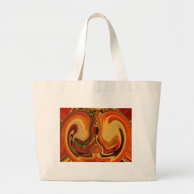 Abstract Earth Tone Swirl Art Print Large Tote Bag (Front)