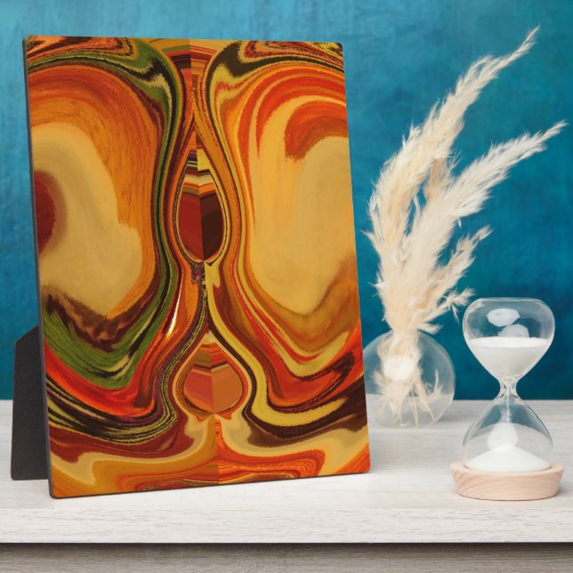 Abstract Earth Tone Swirl Art Print Plaque (Side)