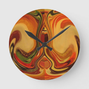 Abstract Earth Tone Swirl Art Print Round Clock