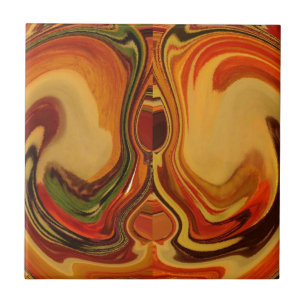 Abstract Earth Tone Swirl Art Print Tile