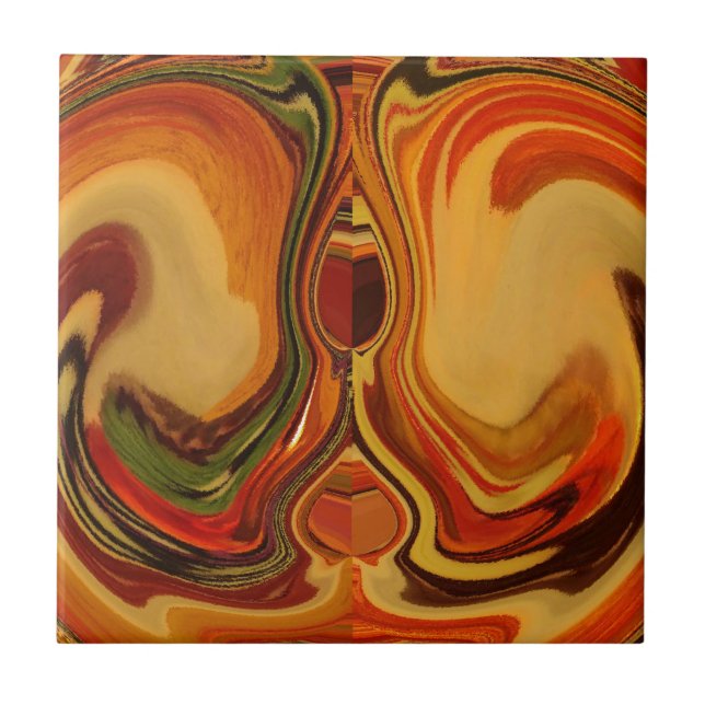 Abstract Earth Tone Swirl Art Print Tile (Front)
