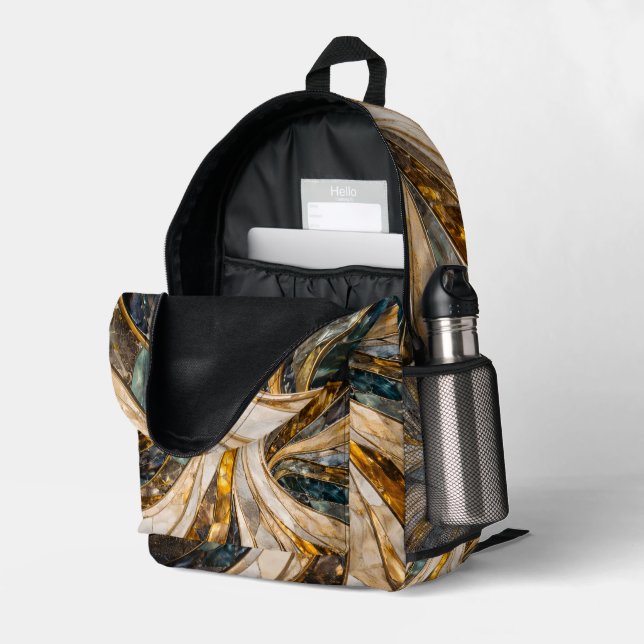 Abstract Earth Tone Swirl Kids Backpack (Back Corner Right (Open))