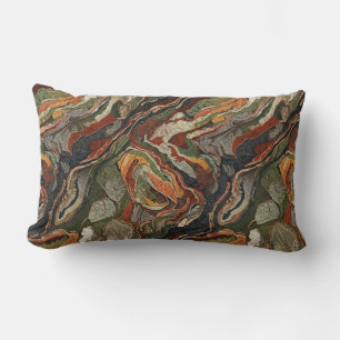 Abstract Earth Tone Swirl Pattern Lumbar Pillow