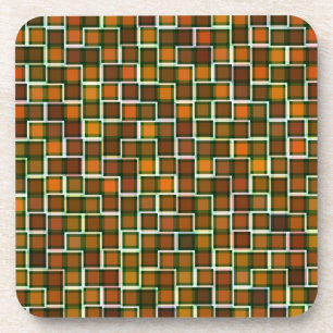 Abstract Earth Toned Square Pattern Coasters