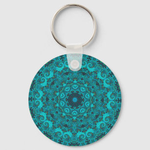 Abstract earth turquoise keychain
