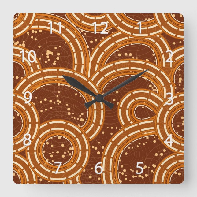 Abstract Earthtoned Swirls Square Wall Clock (Front)