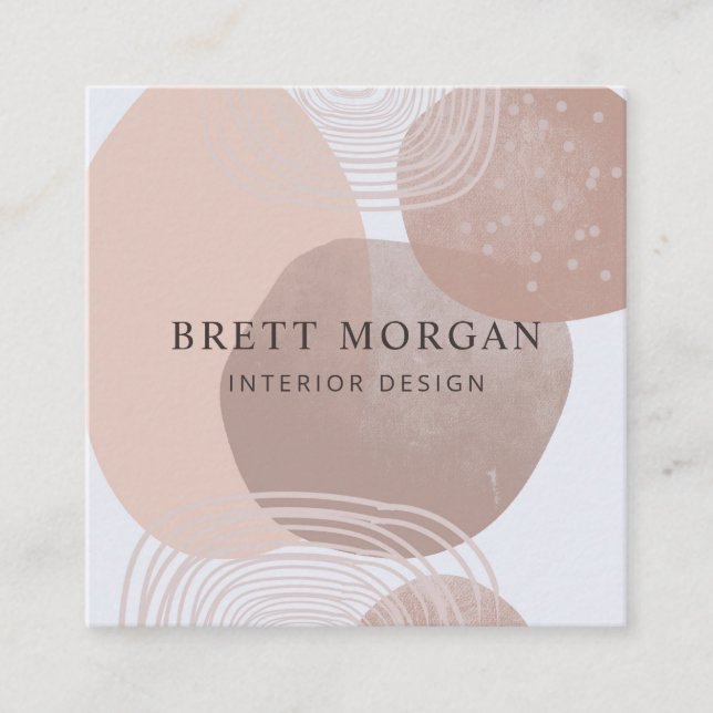 Abstract Earthy Colours Interior Design  Square Business Card (Front)