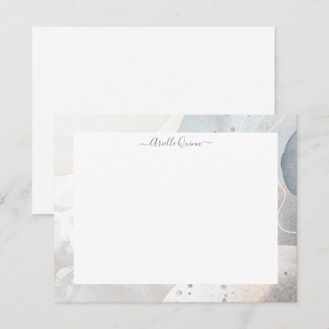 Abstract Earthy Watercolor Border Personalized Not Card (Front/Back)