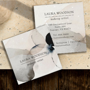 Abstract Earthy Watercolor Makeup Artist Square Bu Business Card