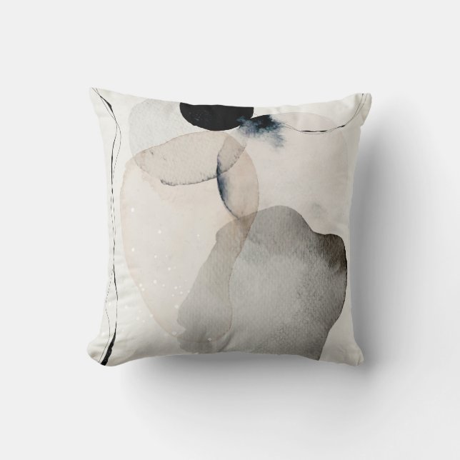 Abstract Earthy Watercolor Shapes Throw Pillow (Front)