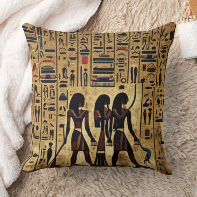 Abstract Egyptian Hieroglyphs Throw Pillow (Blanket)