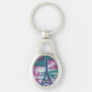 Abstract Eiffel Tower  Keychain