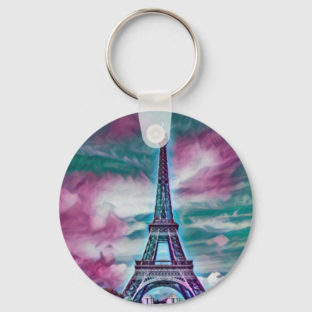 Abstract Eiffel Tower  Keychain (Front)