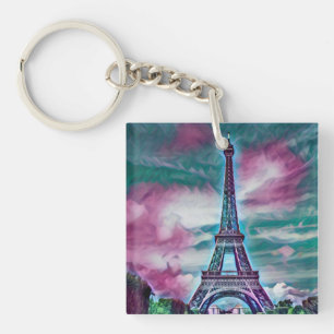 Abstract Eiffel Tower Keychain